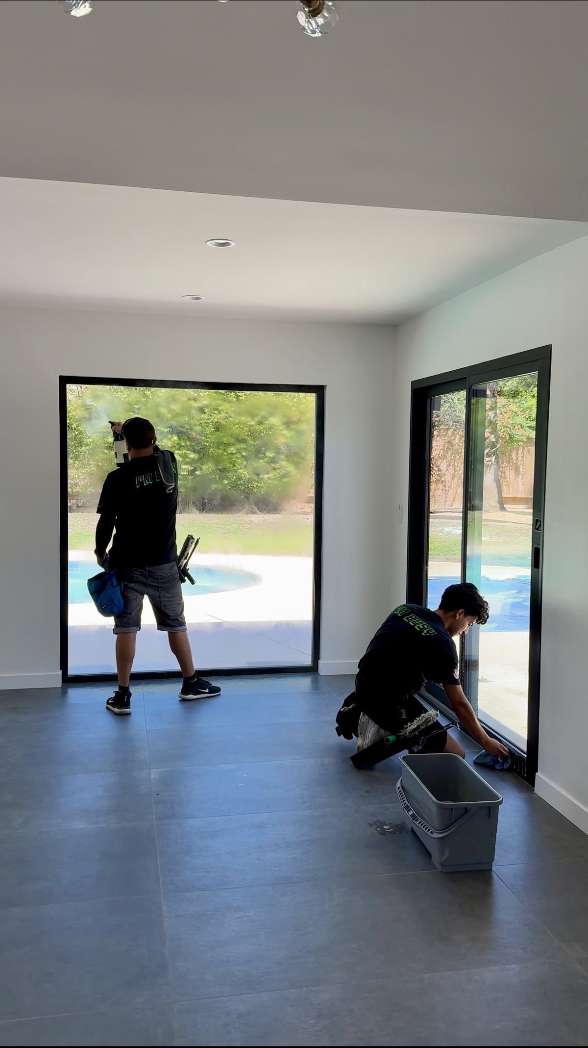 Post-construction window cleaning at a luxury desert estate